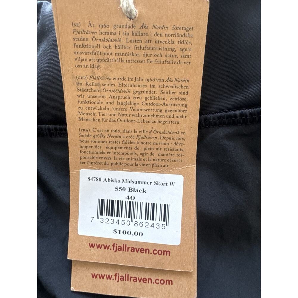Fjallraven Abisko Midsummer Skort Womens Waist 30-31” Black NWT - Picture 2 of 6
